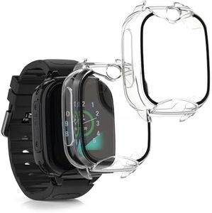 kwmobile Cover Compatible with Xplora XGO 2 Covers - 2X Tempered Glass with Plastic Frame - Transparent