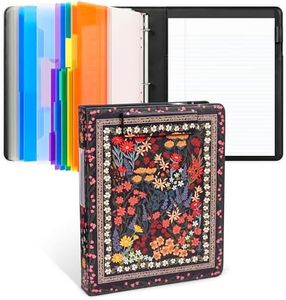 JoyCat 3 Ring Binder Clipboard with Storage,12.4"x10.2" Magnetic Clipboard Folder with 5 Dividers with Expandable Pockets and Lined Notepad (11" x 8.5"), for School Office Nursing (Classical)