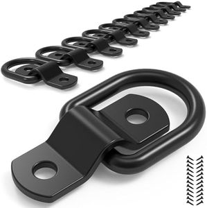 12PCS D Rings Tie Down Anchors for Trailer Truck, 1/4" Trailer Tie Down Anchor, 2400 Pound Capacity D Rings Heavy Duty Trailer tie Downs for Trucks RV Camper Van Boats (Black)