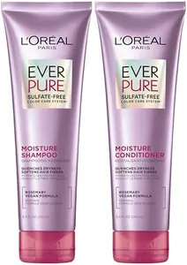 L'Oreal Paris Moisture Sulfate Free Shampoo and Conditioner Set, Hair Care for Color-Treated Hair with Rosemary Botanicals, EverPure, 1 Kit