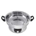 Aroma Housewares ASP-610 Dual-Sided Shabu Hot Pot, 5Qt, Stainless Steel Aroma Housewares 3 Uncooked/6 Cups Cooked Rice Cooker, Steamer, Multicooker, 2-6 Cups, Black