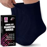 Diabetic Socks For Men and Women Loose Fit Non-Binding Cotton Crew Socks 6 Pairs