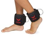 XTRIM Durafit Unisex Stylish Ankle Straps with Metal D-Rings for Cable Machine, Kickbacks and Glutes Workouts, Adjustable Ankle Straps, Curls & Hip Abductors with Padded Neoprene Support (Red)