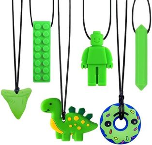 Collane sensoriali da masticare, confezione da 6 in silicone per uso alimentare, per bambini, dentizione sicura per bambini e ragazze, con dentizione, bisogni morsi, dentizione orale, ADHD (verde)