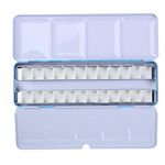 YuuHeeER Empty Watercolour Tins Palette Paint Case Metal Box With 24 Half Pans For Blue