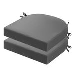 idee-home Outdoor Chair Cushions Set of 2, Thick 17" x 17" x 3" Patio Chair Cushions for Outdoor Furniture Waterproof with Ties, Outdoor Seat Cushion, Patio Chair Pads Dining Chair Medium Grey