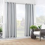 WAVERLY Solstice Stripe Thermal Insulated Darkening Single Panel Drape Blinds Backyard, 52" x 95", Smoke