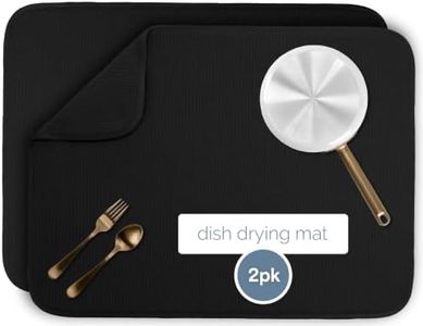 S&T INC. Dish Drying Mat XL 2 Pack, 18” x 24”, Absorbent Microfiber Kitchen Counter Mat, Dish Drying Pad for Dishes, Utensils, Pots and Pans, Extra Large, Black