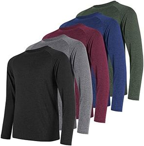 CE' CERDR 5 Pack Long Sleeve Shirts for Men Quick Dry Moisture Wicking Sun Protection Mens Long Sleeve Tee Shirts for Workout Running