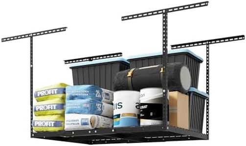 FLEXIMOUNTS 3x4 Overhead Garage Storage Rack, Adjustable Organization System, Heavy-Duty Metal Ceiling Racks, 275lbs Weight Capacity, Black, Classic Series