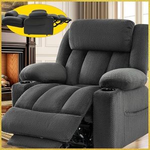 Neioml 3 Motor Large Wide Lift Chair, Infinite Position, 180° Lay Flat, Power Lift Chairs Recliners for Elderly Big and Tall, Massage & Heat, Extended Footrest, Soft Fabric Plush Flannel (Grey)