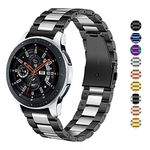 SPINYE Band Compatible for Galaxy Watch 46mm, 22mm Solid Stainless Steel Metal Replacement Strap for Samsung Gear Frontier/Classic/Moto 360 2nd Gen 46mm Women Men, if Applicable (Black-Silver)