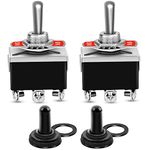 Gebildet 2pcs 6Pin/3 Position ON/OFF/ON Heavy Duty Rocker Toggle Switch 0~250V/15A DPDT Latching ON/Off/ON Switch with Waterproof Cap(Latching)