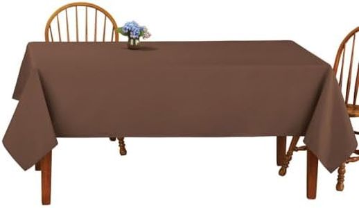 Collections Etc Basic Solid Color Rectangular Tablecloth Linen, 60" W x 90" L - Fits All Common Sized Rectangular Tables, Durable Hand Washable or Machine Washable, Chocolate, 60" X 90"