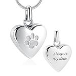 Pet Cremation Jewelry for Ashes Pendant Paw Print Pet Heart Urn Necklace Memorial Keepsake Jewelry for Pet/Dog's/Cat's Ashes (Gold1)