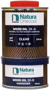 Natura Onecoat 2 Component Wood Stain Oil, 360 mL (12.17 fl oz), Clear, Easy to Apply, Very Low Odor, Linseed Oil, Interior Furniture & Flooring, Dries Fast, VOC/Solvent Free, Durable Hardwax Oil