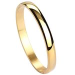 MILAKOO Womens Gold Stainless Steel Brecelet 8MM Plain Polished Finish Cuff Bangle 7"