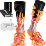 5000mAh Battery Powered Heated Socks, Rechargeable Heated Socks for Men Women with 4 Heat Settings, 360° Surround Heating Thermal Winter Socks for Outdoor|Riding|Skiing|More, Washable Feet Warmer