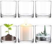 Set of 6 Small Glass Cylinder Vases for Centerpieces,4 x 4 Inch Clear Flower Vases,Decorative Glass Vase for Home Decor,Candle Holder,Wedding Favors(4" W X 4" H)