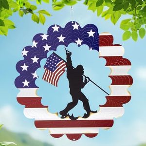 Sasquatch Gifts for Men, Big Foot Sasquatch Gifts Metal American Flag Wind Spinners, Bigfoot Gifts for Men, Patriotic Decorations Outdoor, for Dad, Father, Women, Mom