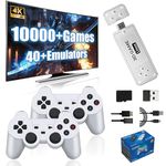 Y6 Retro Gaming Console Game Stick 4k with Built-in 10000+ Retro Games 40+ Emulators, 2 x 2.4G Wireless Controllers, Portable Plug & Play Video Games for Best Gift (128G)