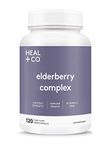 HEAL + CO. Elderberry Complex | Elderberry, Garlic, Echinacea, Vitamin C & Zinc | Immune Support Supplement | 120 Capsules