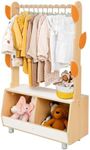 OOOK Tree Kids Dress Up Rack, Dress Up Storage for Toddlers, Kids' Costume Organizer Center with Storage Cabinet, Suitable for Kids Room, Living Room, Playroom and Daycare Centers.