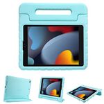 ProCase Kids Case for iPad 9th Generation/iPad 8/iPad 7, iPad 10.2 Case 2021 2020 2019/iPad Air 10.5/iPad Pro 10.5 Kids Case, Shockproof Lightweight Case with Convertible Handle Stand -Aqua