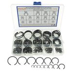 HVAZI 310PCS 14-Sizes Round Wire C-Clips Internal Snap Rings Assortment Kit;Round Wire Snap Rings for Hole(Black 7mm-30mm), HZ-14KDICP