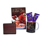 Saugat Traders Valentines Gift for Boyfriend - Husband Combo of Love Greeting Card with Men's Wallet & Coffee Mug with 2 Chocolates | Birthday Day Gift Boys - Men