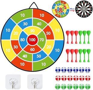 Cible de Fléchettes pour Enfants, 29 Pouces Jeu de Fléchettes Double Face Pliable, Thème Planche de Fléchettes avec 18 Balles pour Enfants, Jeux de Fête Intérieurs et Extérieurs Garçon Fille