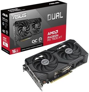 ASUS DUAL AMD Radeon RX 7600 XT OC Edition Scheda Grafica 16 GB GDDR6, 128 Bit, PCIe 4.0, HDMI, DisplayPort, Nero, DUAL-RX7600XT-O16G