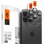 Spigen Camera Lens Screen Protector [GlasTR EZ Fit Optik Pro] Designed for iPhone 16 Pro Max/iPhone 16 Pro/iPhone 15 Pro Max/iPhone 15 Pro [Case Friendly] - Black Titanium [2 Pack]