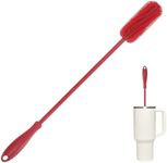 15.7" Silicone Bottle Brush, ddLUCK Water Bottle Cleaner Brush for Stanley, Hydroflasks, Glass, Thermos Sports Bottle, Vase and Glassware, Bottle Brush Cleaner for Small Narrow Neck Containers (Red)