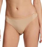 Le Mystere Women's Infinite Comfort Thong Panty, Natural, Small-Medium