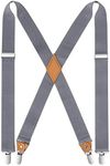 HISDERN Suspenders for Men Grey Men