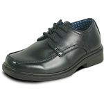 bravo! Boy Classic Lace-up Oxford WILLIAM-3KID Dress Shoe School Uniform with Removable Insole and Moc Square Toe Black Size 2 US Little Kid