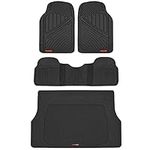 Motor Trend FlexTough Performance All Weather Rubber Car Mats with Cargo Liner - Full Set Front & Rear Floor Mats for Cars Truck SUV, Automotive Floor Mats (Black)