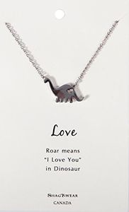 Shagwear Favourite Animals Inspirations Quote Pendant Necklace (Dinosaur Pendant)