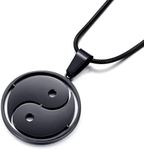 vicima Yin Yang Necklace for Men Tai Chi Pendant with 24 Inch Stainless Steel Chain for Men, Stainless Steel, No Gemstone