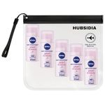 Travel Deodorant for Women Bundle with 5 x NIVEA Pearl & Beauty Anti-Perspirant 35ml and 1 x Hubsidia Clear Travel Bag Airport Approved