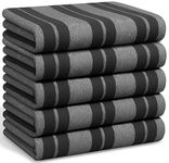 LIXURIATE Stripe Designed Tea Towels for Kitchen - 100% Cotton | Super Absorbent & Quick Drying Hotel Quality Kitchen Towels Set | Machine Washable for Everyday Use (Grey & Dark Grey, 5 Pack)