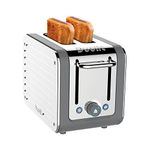 Dualit Architect 2 Slice Toaster Stainless Steel with Grey Trim Extra-Wide Slots, Peek and Pop Function, Patented Ideal Toast Technology – Matching Kettle and Sandwich Cage Available|26526