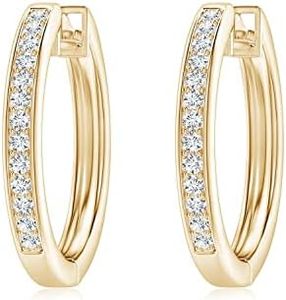 ANGARA 0.34 ct Pave-Set Diamond Hinged Hoop Earrings in 14K Yellow Gold | Natural Diamond Hoops for Women | April Birthday, Anniversary Jewelry Gift | GVS2 | 1.45mm