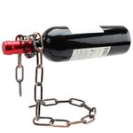 Betan Novelty Magic Wine Bottle Holder Floating Steel Link Chain Wine Bottle Rack/Holder - Holds Bottles In the Airï¼Ë†Bronzeï¼â€°