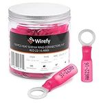 Wirefy Heat Shrink Ring Terminals 1/4" - Marine Grade Terminal Connectors - Waterproof Eyelet Wire Connectors - Red 22-16 AWG - 150 PCS