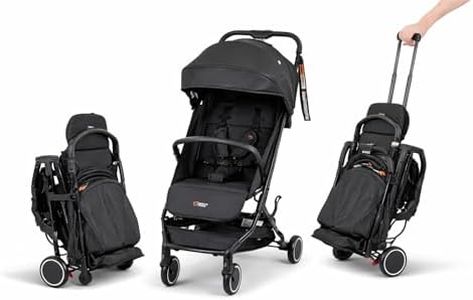Mother's Choice Ruby Ultra Compact Trolley Stroller, Black - Lightweight, Convenience & Functionality with Luggage Handle, UPF50+ Canopy, Great for Travelling& Compact Storage