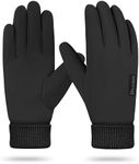 ihuan Winter Gloves for Men Women - Cold Weather Gloves for Running Cycling, Waterproof Snow Warm Gloves Touchscreen Finger (Black, Small)