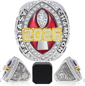 Officentra 2026 Fantasy Football Ring Fantasy Football Championship Ring with Box League Ffl Champion Trophy Rings Premium Award for Winne (2026-Red, 9-C59MM)