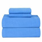 Pointehaven Heavy Weight Solid Flannel 100-Percent Cotton Sheet Set, Blue, Cal King